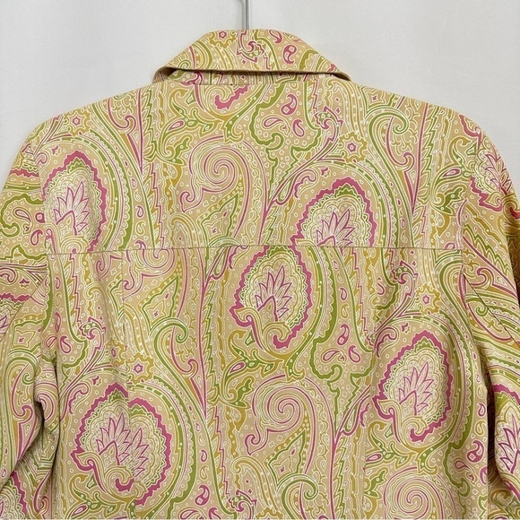 Vintage 90s Eccoci Women’s Cream Pink Paisley Print Suede Blazer Jacket sz 10 - Picture 13 of 14